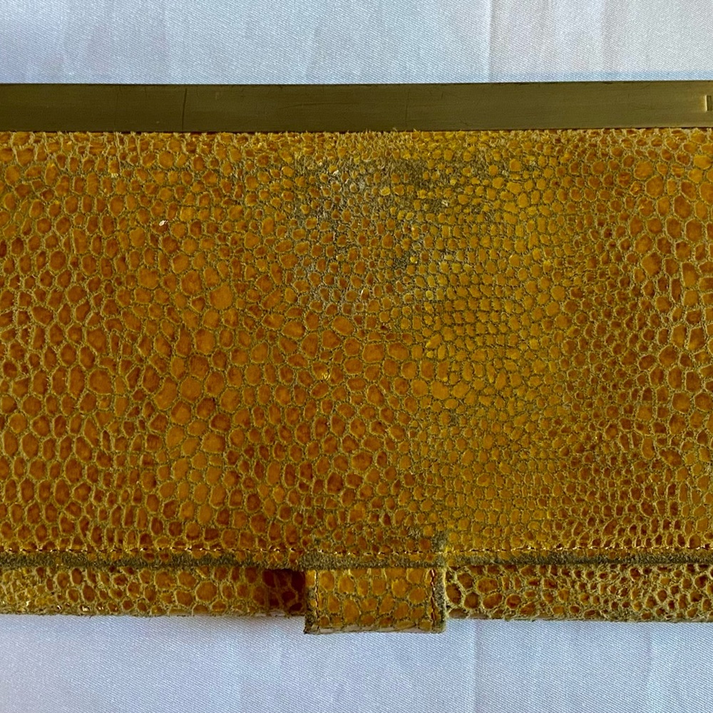 Yellow Textured Clutch with Gold Accent